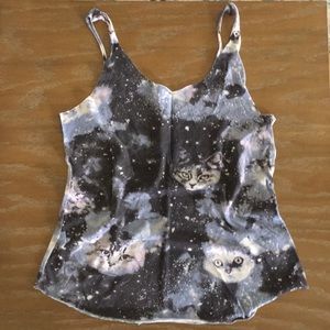 Urban outfitters cats in galaxy tank top medium